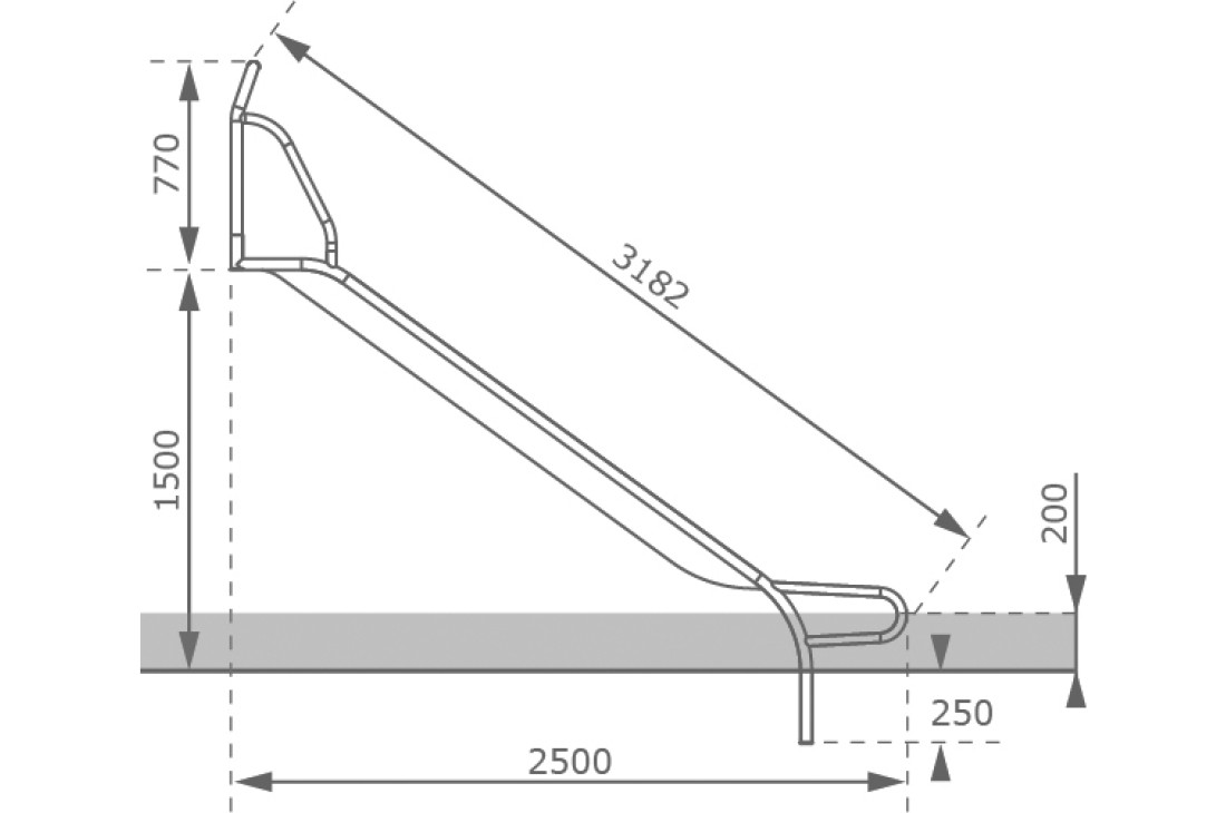 Stainless Steel Slide "Stur" 1500mm Platform Height
